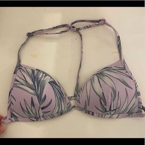 PINK tropical print lavender bikini top